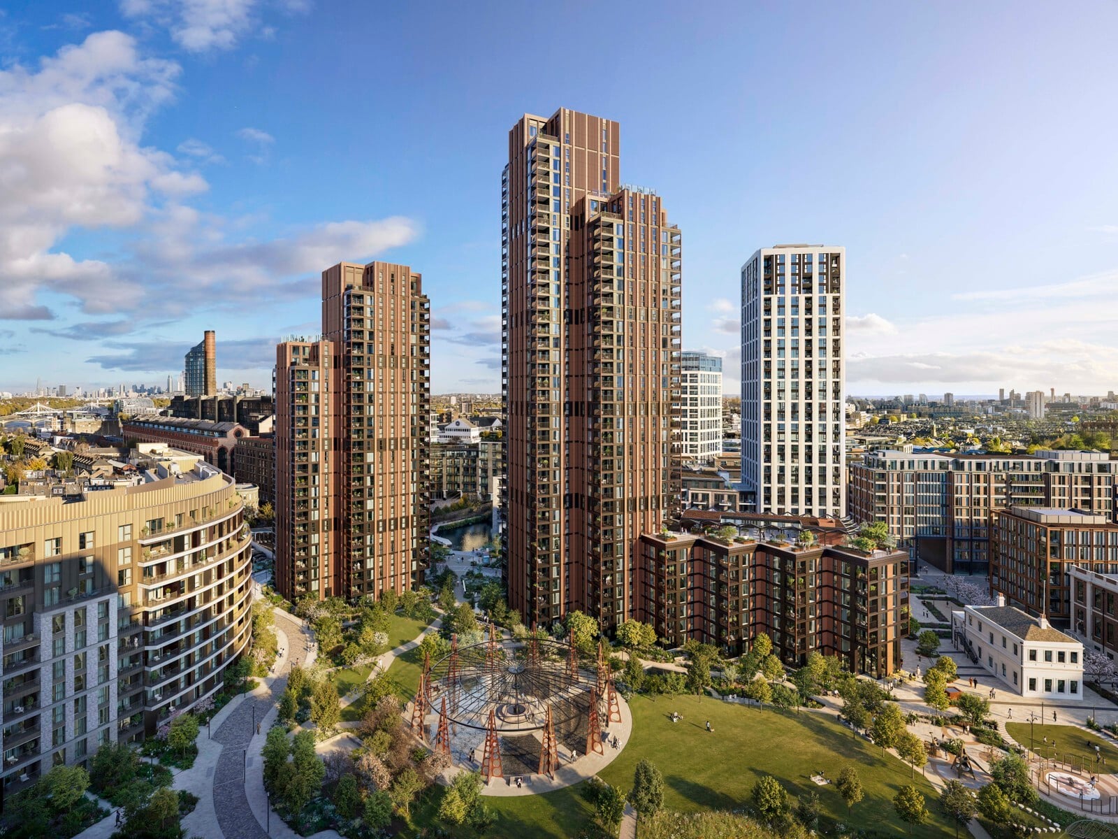 Two elegantly sculpted towers rising above Fulham
