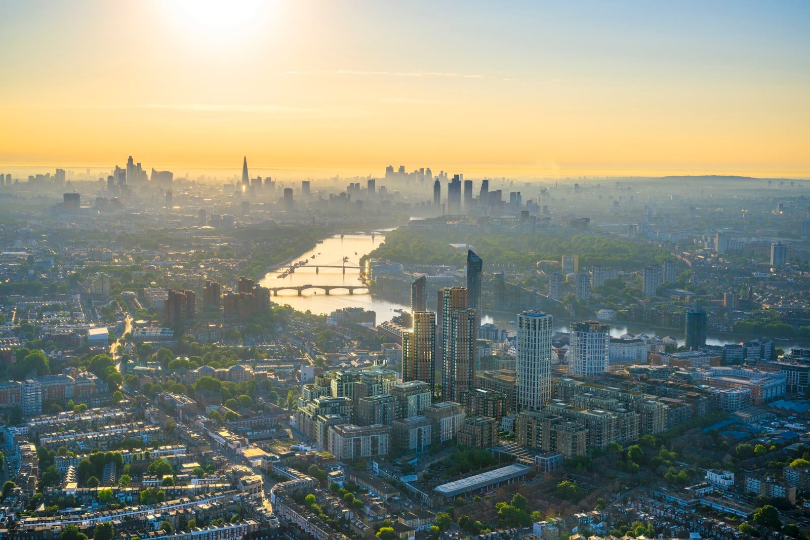 London skyline from One King's Road Park